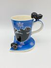 Mug Coaster Set and Herman Dodge and Son Hand Painted Black Cat Blue Mug