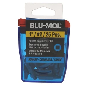 BLU-MOL 00058 SQ2 / #2 Square Recess Screwdriver Bits, 1" Length, 25-Pack - Picture 1 of 16