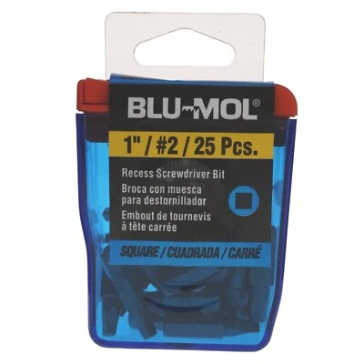 BLU-MOL 00058 SQ2 / #2 Square Recess Screwdriver Bits, 1" Length, 25-Pack - Image 1 of 4
