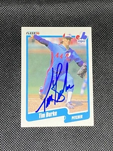 Tim Burke Montreal Expos 1990 Fleer Signed Auto Card #342 ~ COA - Picture 1 of 3