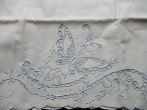 Fundas de almohada antiguas de colección estilo Maderia de lino tallado MARIPOSA con etiqueta - Imagen 1 de 6