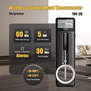 Bluetooth Wireless Meat Thermometer Probe Meat Oven Smoker Grill Cooking Tool UK - Picture 1 of 17