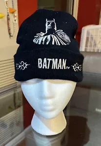 Vintage Batman Dark Knight Beanie Hat DC Comics Kids Embroidered Knit Ski Cap - Picture 1 of 4