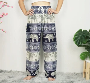 Ladies Unisex Harem Pants Baggy Bohemian Hippie Aladdin Yoga Genie Trousers DS - Bild 1 von 2