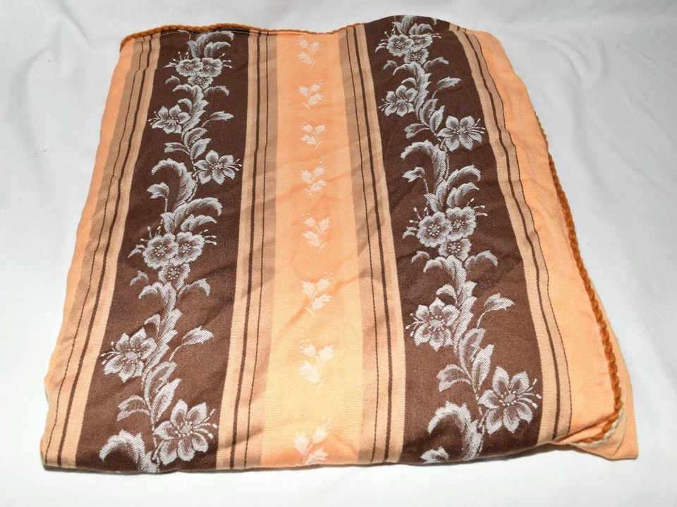 Cubierta de almohadilla a rayas florales marrón naranja vintage años 50 Japan Life International 36 X 75 Foto 1 de 4