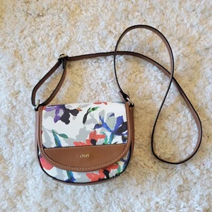 Chaps Watercolor Floral Crossbody Bag Purse Faux Leather Flap Snap - Picture 1 of 12