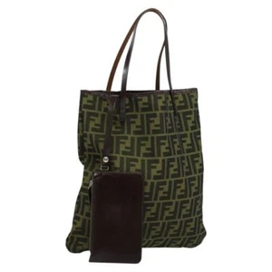 FENDI Zucca Canvas Tote Bag Black Brown Auth 122111 - Picture 1 of 24