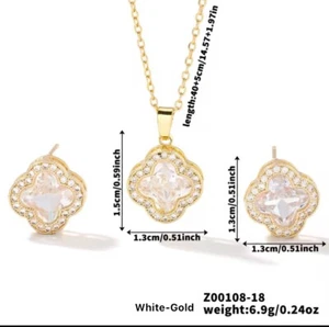 Stainless steel 18k Gold Plated Set Necklace and earrings for Women. - Picture 1 of 5