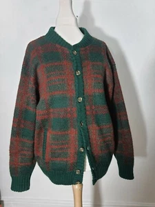 Size 16-18 Vintage 80s Principles Mohair Mix 1980s Winter Cardigan Pockets Red - Picture 1 of 10