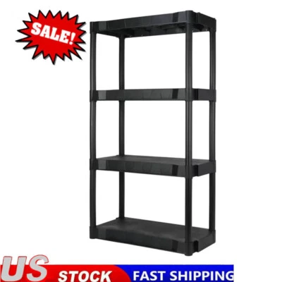 4-Tier Plastic Garage Shelves Storage Organizer Shelf Heavy Duty Shelving Unit
