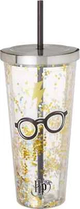 Harry Potter - Gafas Brillo 20 oz. Taza de acrílico con pajita (plata y oro) - Imagen 1 de 1