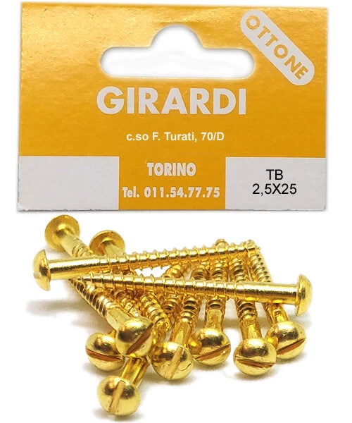 VITE A LEGNO IN OTTONE TESTA BOMBATA mm2,5x25 - DIN 96 - Immagine 1 di 1