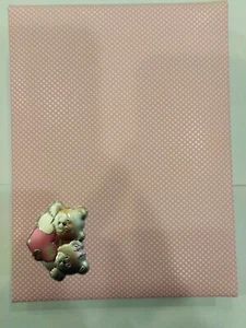 ALBUM PORTAFOTO (20CM X 15CM) BIMBA ROSA CON DISEGNO IN ARGENTO 925 , NUOVO - Imagen 1 de 2