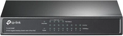 TP-Link TL-SG1008P 64W 8 Port Gigabit PoE Switch 4 PoE Ports Desktop - Image 1 of 4