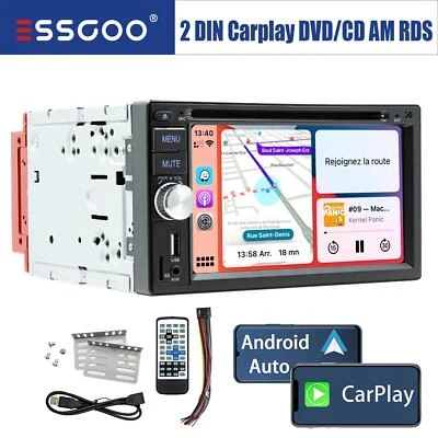 2DIN Car Stereo CD DVD MP5 Player Carplay Android Auto Bluetooth Radio FM AM RDS - Image 1 of 4