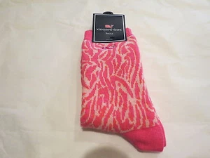 Vineyard Vines Girls Zebra Trouser Socks Pink 11-1 Shoe 6-9 Age Auth. New NWT - Picture 1 of 3