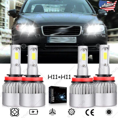 For Volvo	S80	2007- 2013 6000K White LED Headlight High-Low Beam Bulbs Kit H11 - Image 1 of 4