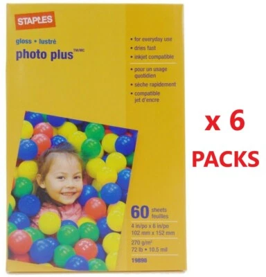 6 (SEIS) NUEVAS Grapas Foto Plus 60/paquete Hojas Brillantes 4 pulgadas X 6 pulgadas = TOTAL 360 Hojas Foto 1 de 2