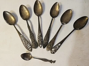 Sterling Silver Souvenir Spoons South Dakota Sioux Falls Pierre 1915 Rare! - Picture 1 of 23