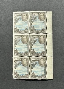 Bermuda SG 113a 2 1/2d Light Blue & Sepia Black Block Of 4 MNH - CAT £26 - Picture 1 of 2