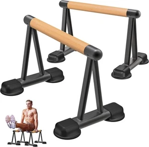 Dolibest Push Up Bar, 12'' High Parallettes Bars Wooden Handle Push-up Bar- A - Picture 1 of 7
