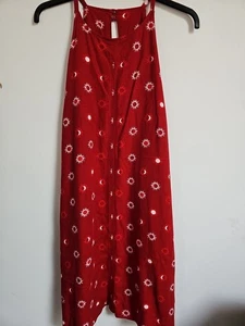 Next Dress Linen Blend Sum Sunshine Hippie Boho Print Red Summer Holiday Size 16 - Picture 1 of 6