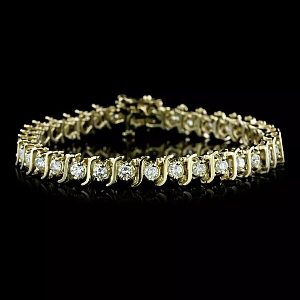 Brazalete de tenis para mujer 7,25" 5,00 quilates diamante creado en laboratorio chapado en oro amarillo de 10 quilates Foto 1 de 4