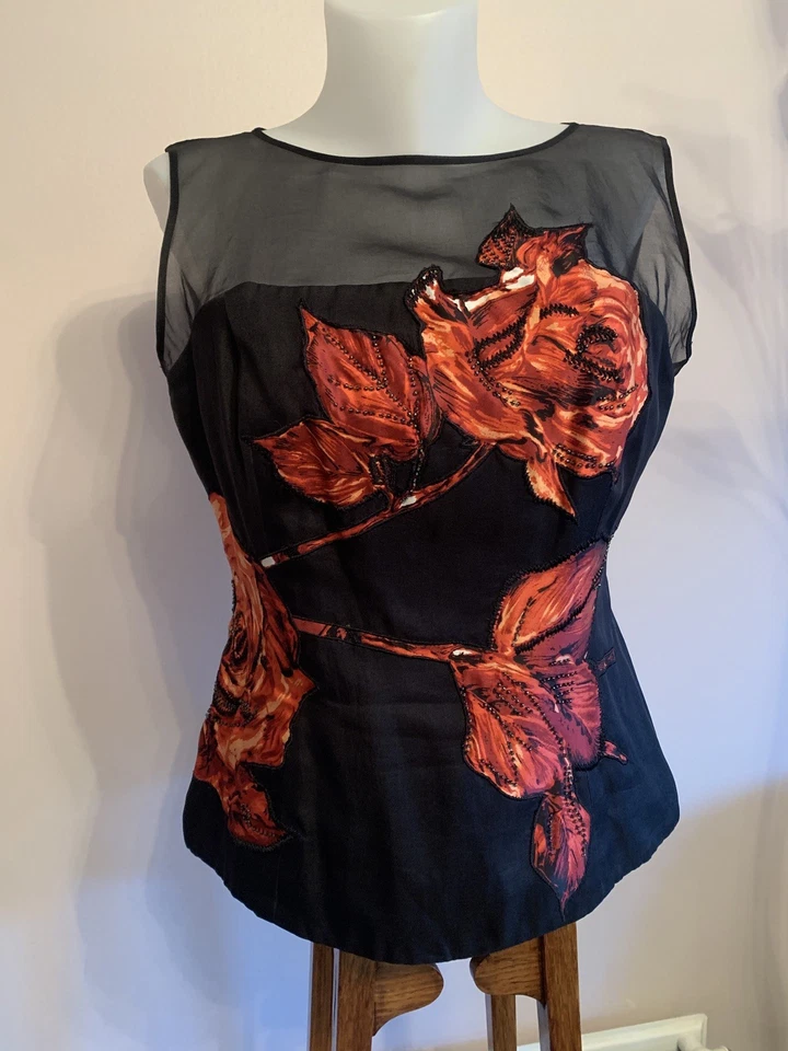 COAST Womens Bodice/corset Silk Top UK14-Beaded/Embroidered/Boned-Stunning - Image 1 of 4