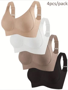 Sujetador push up sin alambres bordado soporte cómodo sujetador para mujer - Imagen 1 de 11