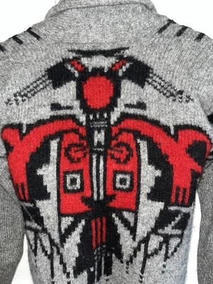 Cárdigan de Colección Años 70 Pringle of Scotland Lana Chal Cuello Tribal Kachina Suéter M Foto 1 de 4