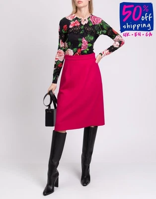 RRP €875 DOLCE & GABBANA Angora & Wool A-Line Skirt IT46 US10 L Made in Italy - Image 1 of 4