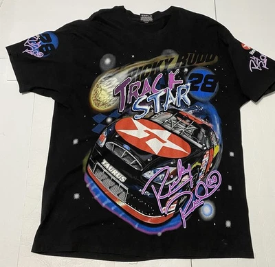 Vtg 90s Ricky Rudd Nascar Track Star All Over Print XL Chase -Small Spots Pic #4 - Image 1 of 4