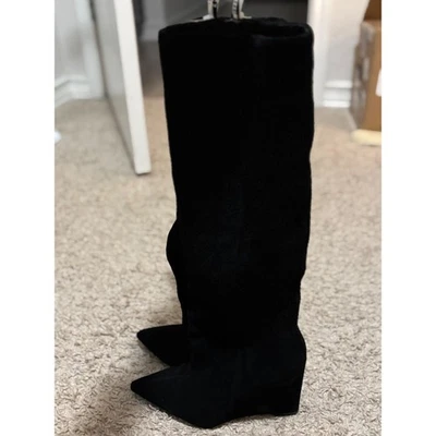 Botas hasta la rodilla de gamuza negras Gianni Bini cremallera lateral punta mujer talla 8 Foto 1 de 4