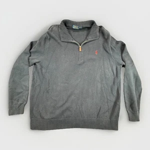 Polo Ralph Lauren Sweater Men's XXL Gray 1/4 Zip Knit Red Pony Logo - Picture 1 of 10