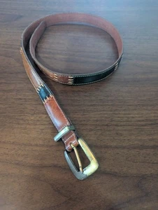 FOSSIL Patchwork Leather Belt Size M (28-32in) w/Brass Buckle 071411 - Picture 1 of 12
