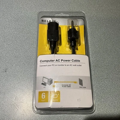 NEW SEALED Belkin 6 FT Computer AC Power Cable Supply Cord FREE SH - Image 1 of 2