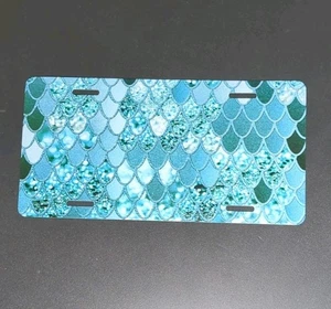 Mermaid Scales Metal Car License Plate Fun Nautical Aqua - Picture 1 of 3