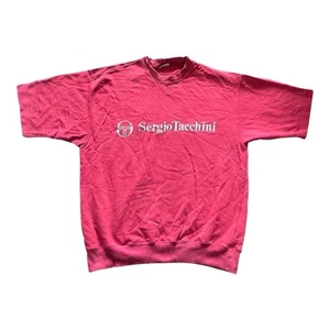 Sergio Tacchini Mens T-shirt Vintage Retro 90s Large Thick Heavyweight Faded Red - Picture 1 of 9