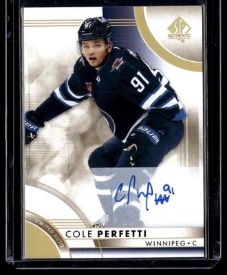 2023-24 SP Authentic Limited Auto Gold Cole Perfetti #63 Winnipeg Jets NM SP - Image 1 of 2