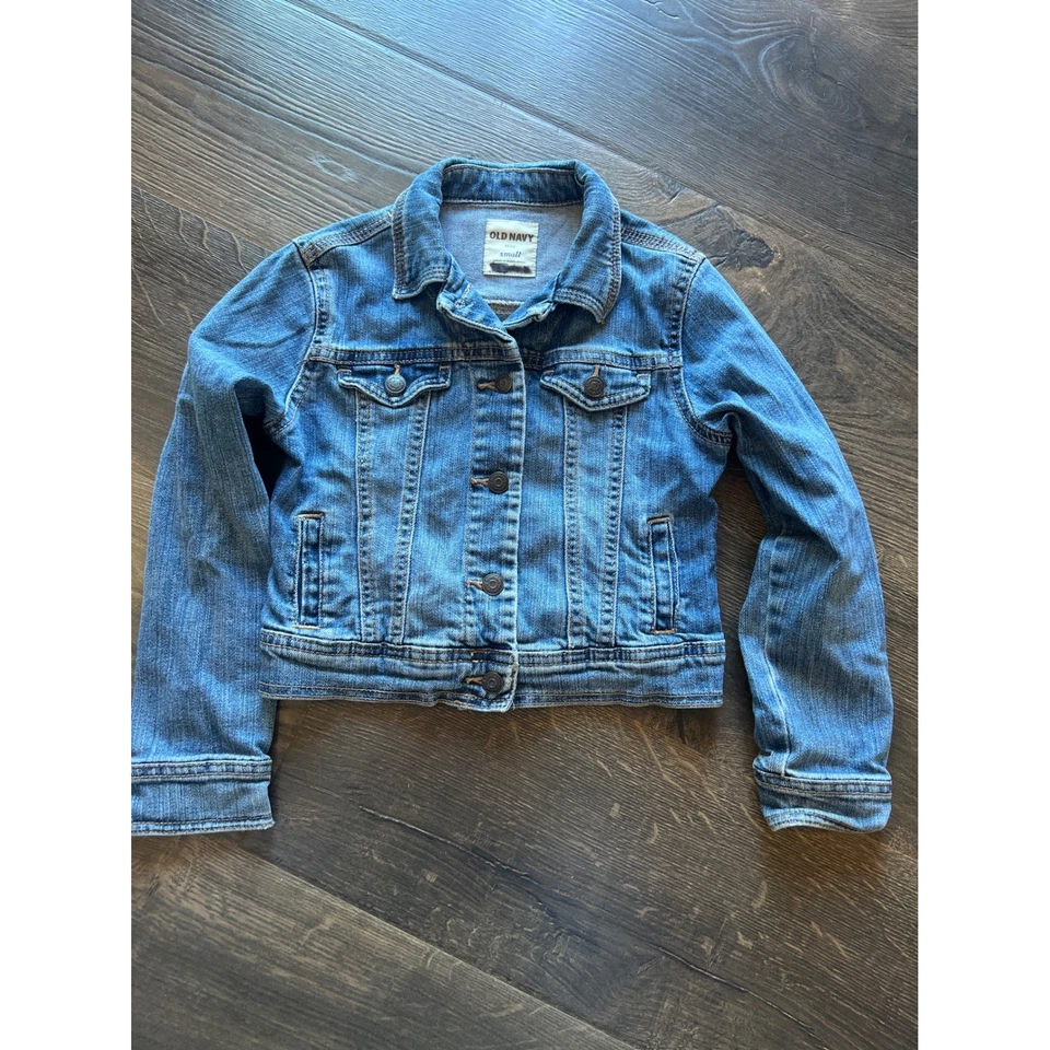 Antigua Chaqueta Denim Azul Marino Niñas Talla Pequeña Azul Jean Clásico Estilo Camionero 5/6 Foto 1 de 1