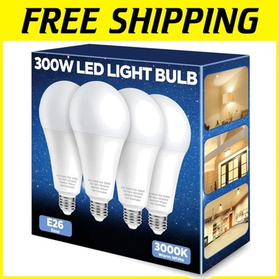 Warm White A23 LED Bulb, 4060 Lumens, E26 Base - Exceptional Brightness, 4 Pack - Image 1 of 4