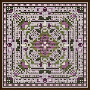 Das violette Rankgitter gezähltes Kreuzstichmuster von CM Designs - Bild 1 von 2