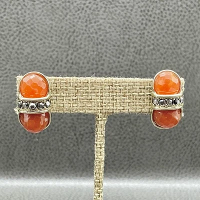 Pendientes Vintage Facetados Cuentas Clip Tono Dorado Acento Negro Joyería Retro 1" Foto 1 de 4