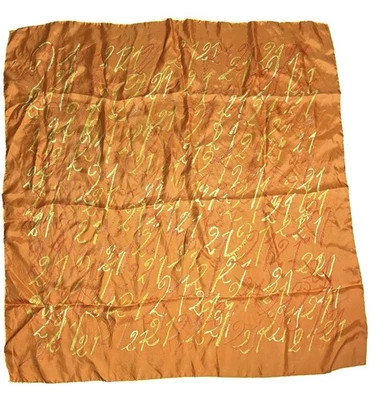 VTG Jack & Charlie’s “21” Club Silk Scarf Orange/Yellow “21” Motif Print Groovy - Image 1 of 4