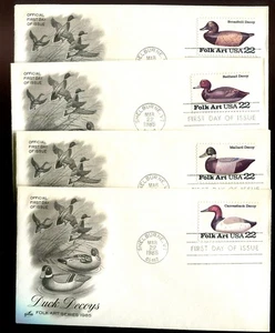US FDC # 2138-2141 22c Duck Decoys ArtCraft 4 FDC's  1985, 9d015 - Picture 1 of 1