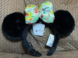 Neu mit Etikett Disney Parks Satin TAHITIAN TERRASSE schwarz Plüsch Minnie Maus Ohren Stirnband - Bild 1 von 2