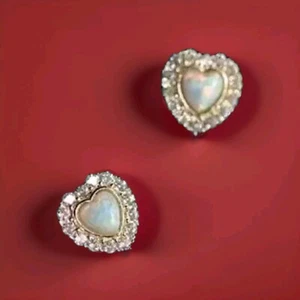 🌹🤍Zierliche, 2 pcs romantische Herz Opal 14 K Gold, S 925 Ohrringe🎀🤍 - Bild 1 von 6