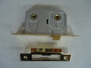 Messing Stirnseite 3 Hebel Einsteckschloss DeadLock 64 mm Gehäusetiefe Lot045 - Bild 1 von 2