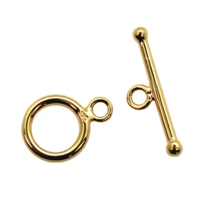 Gold Plated Sterling Silver Simple Tiny Circle Toggle -11mm (Sold Per 1 Set) - Picture 1 of 3