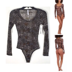 Steve Madden Sheer Long Sleeve Mesh Teddy Thong Bodysuit Ch Sz & Color SM11841 - Picture 1 of 10